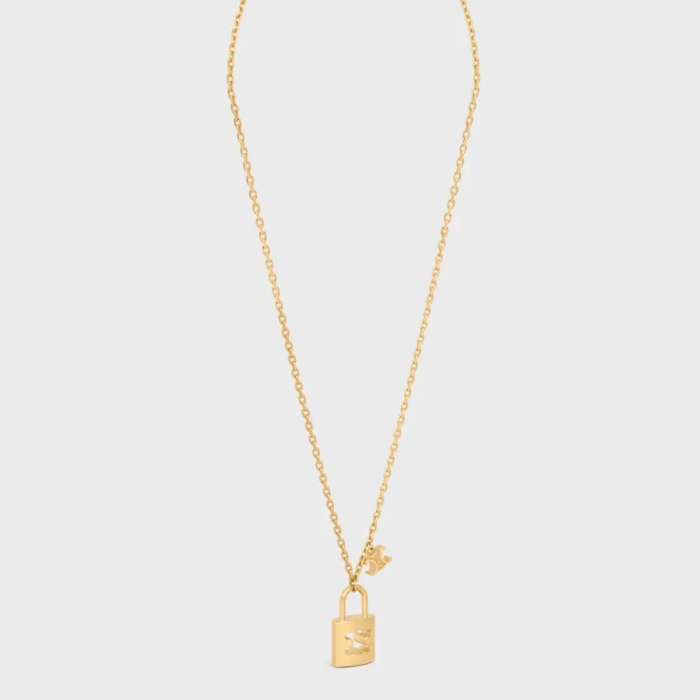Celine Large TRIOMPHE Lock Necklace | Brass with gold finish - Picture 11 of 11